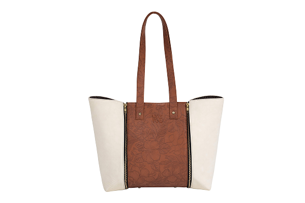 GO TOTE – Camel Textured Core with Ivory Suede Wings
