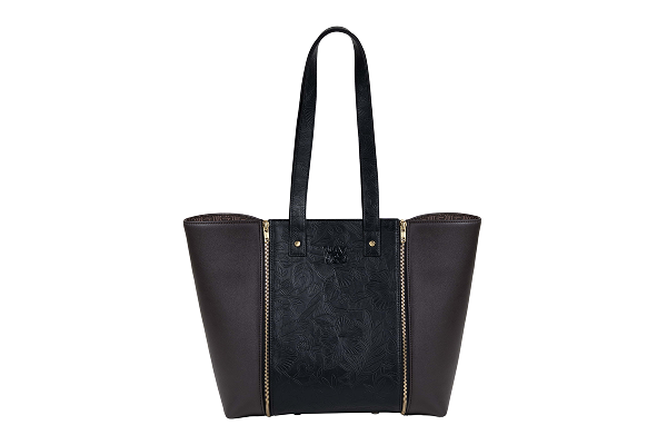 GO TOTE – Jet Black Textured Core with Cocoa Grain Wings