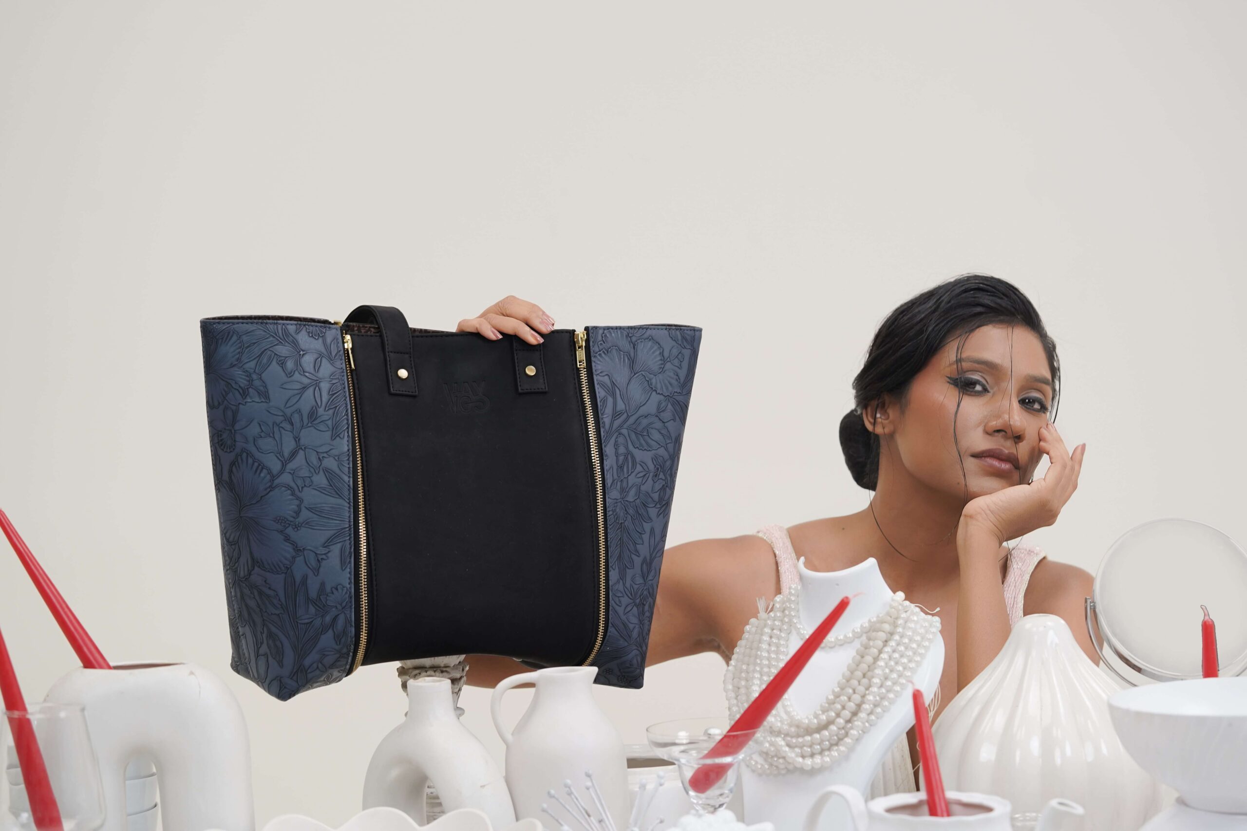 GO TOTE โ Jet Black Suede Core with Tangerine Suede Wings - Image 2