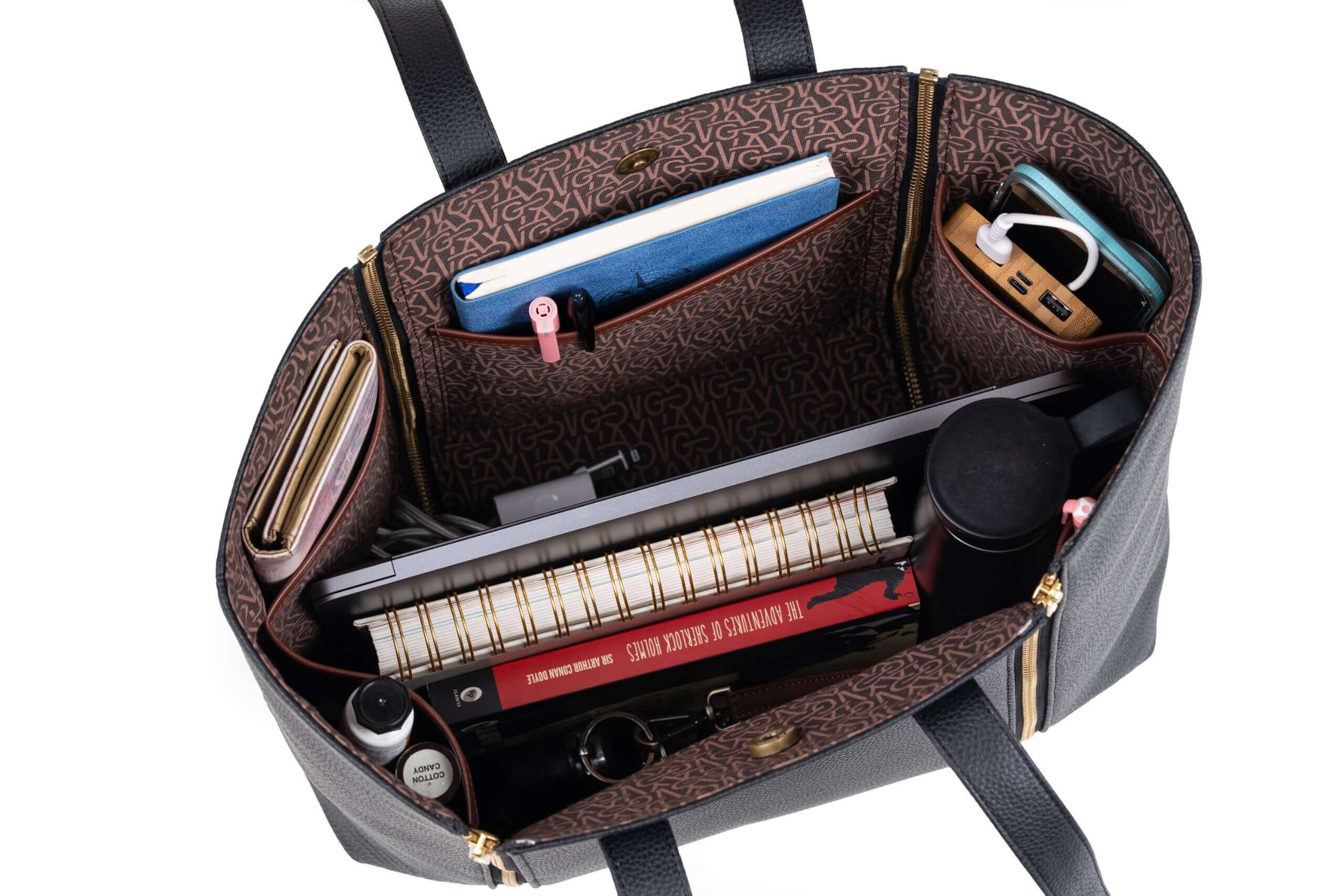 GO TOTE โ Camel Textured Core with Ivory Suede Wings - Image 19