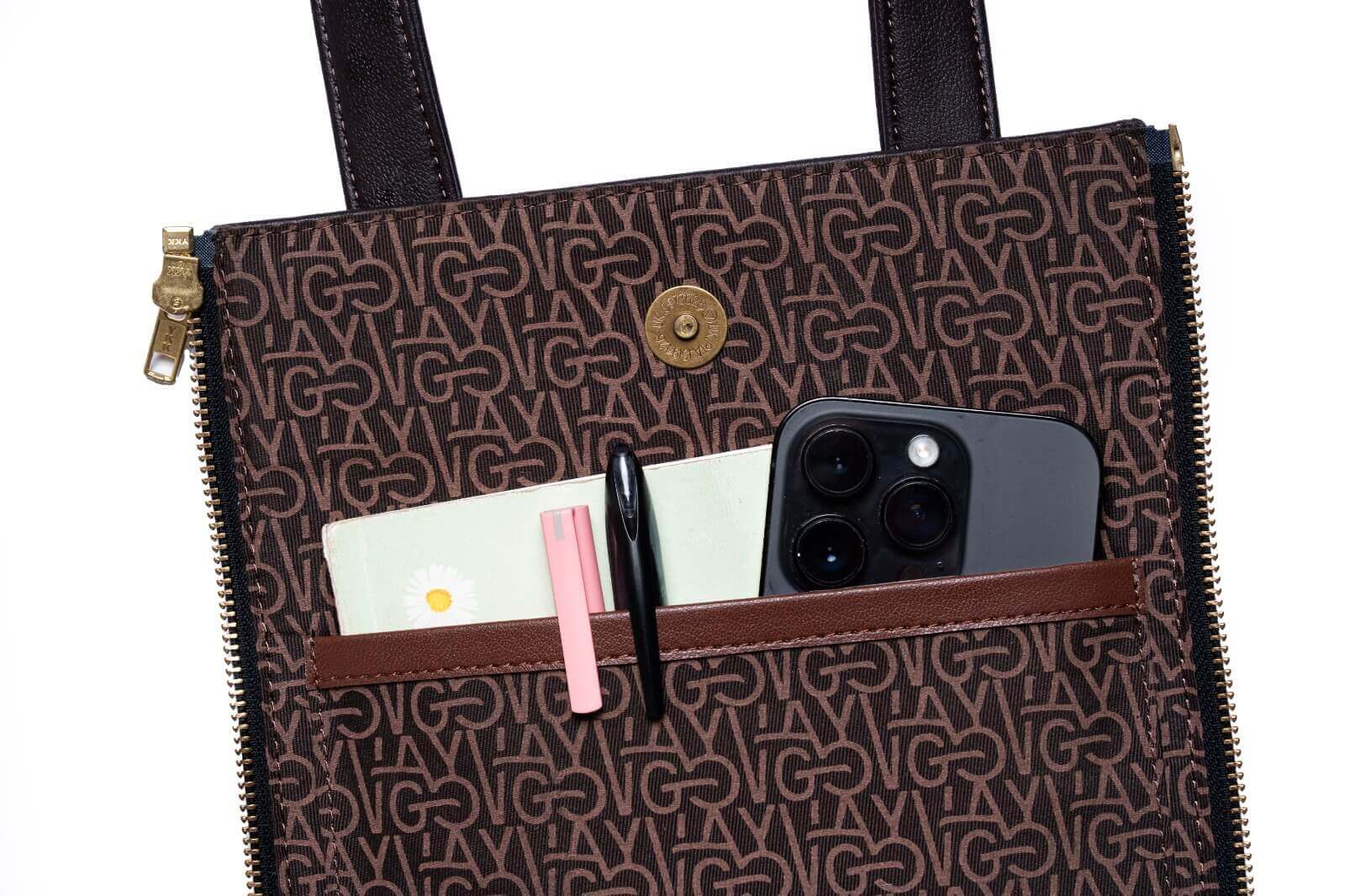 GO TOTE โ Camel Textured Core with Ivory Suede Wings - Image 18