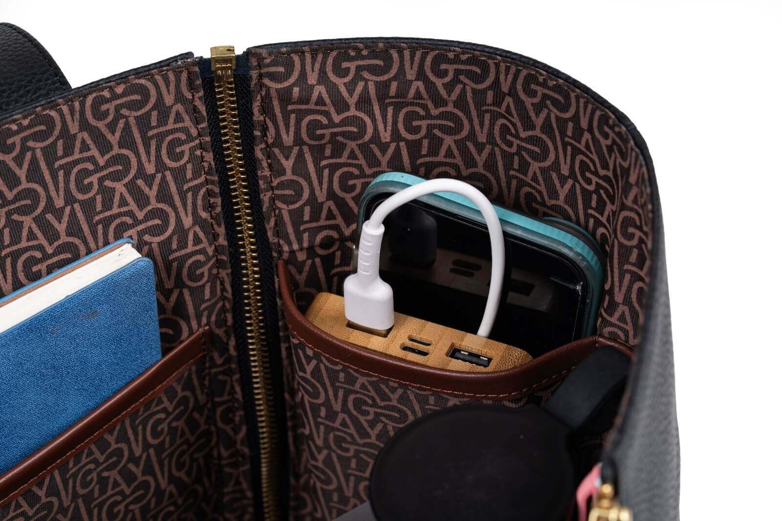 GO TOTE โ Camel Textured Core with Ivory Suede Wings - Image 12