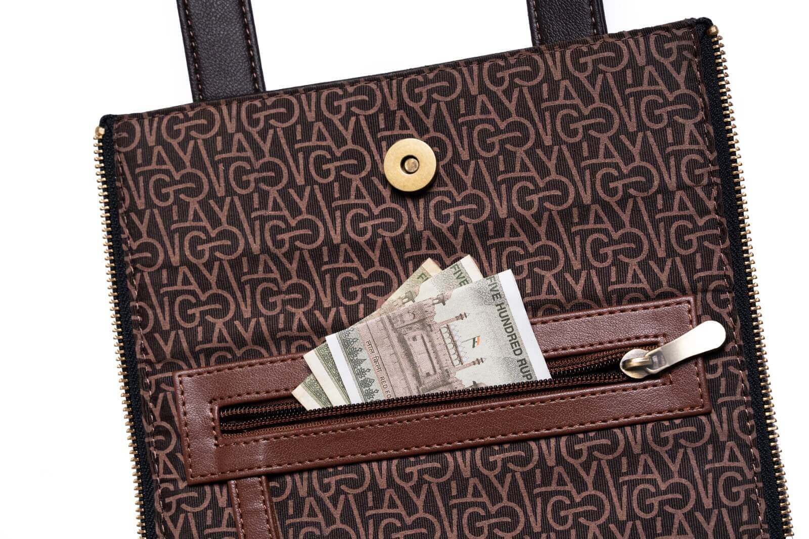 GO TOTE โ Camel Textured Core with Ivory Suede Wings - Image 10